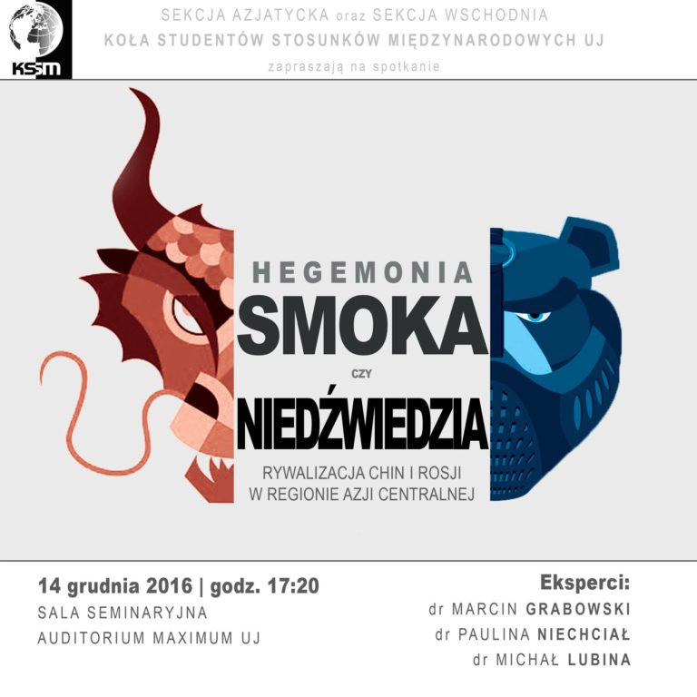 Plakat promujący wydarzenie Hegemonia smoka czy niedźwiedzia