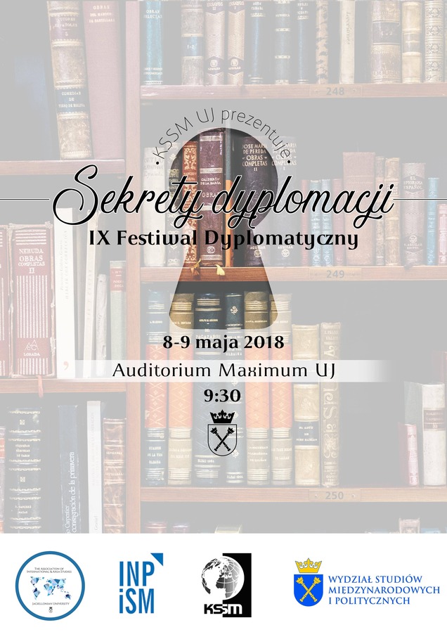 Plakat promujący IX Festiwal Dyplomatyczny pt. "Sekrety dyplomacji"