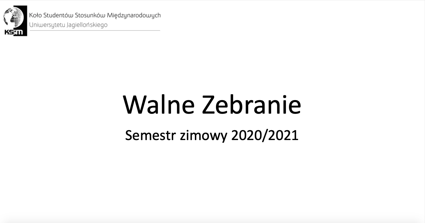 Grafika informująca o walnym zebraniu w semestrze zimowym 2020/2021