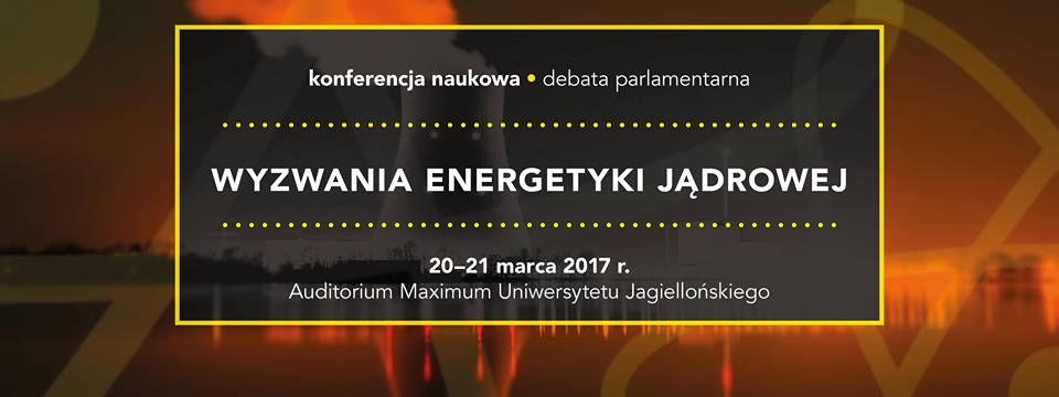 Grafika promująca konferencję "wyzwania energetyki jądrowej"